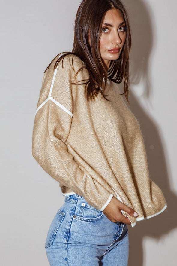 Caju Outlined Hem Knit Jumper - Honey