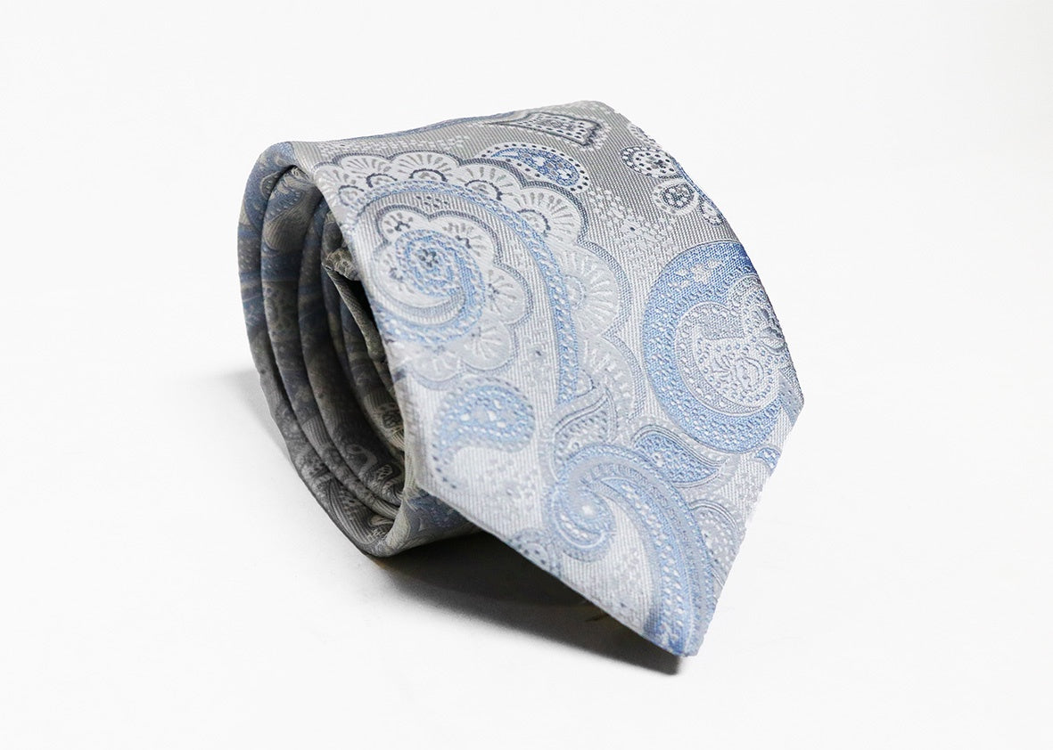 Fellini Luxe Paisley Tie - Sky