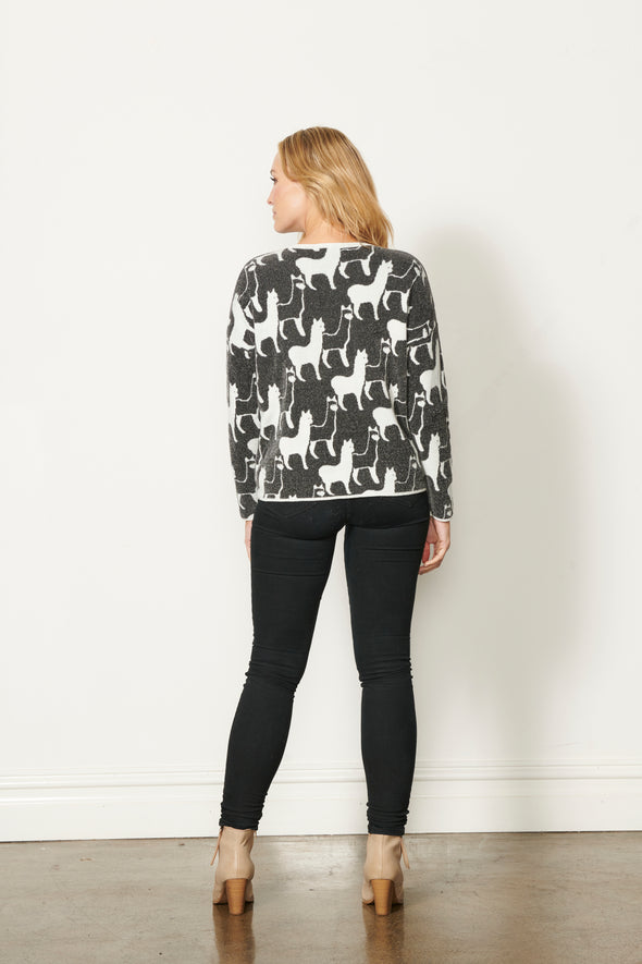 H&F Llama Reversible Jumper - Charcoal