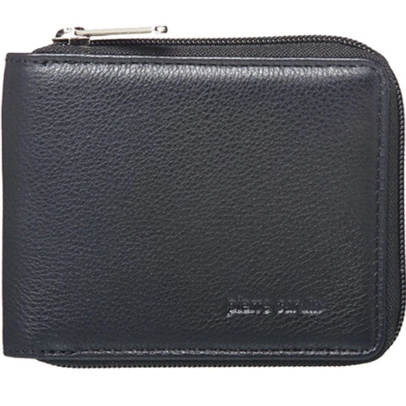 Rustic Leather Mens Outer Zip Wallet - Black