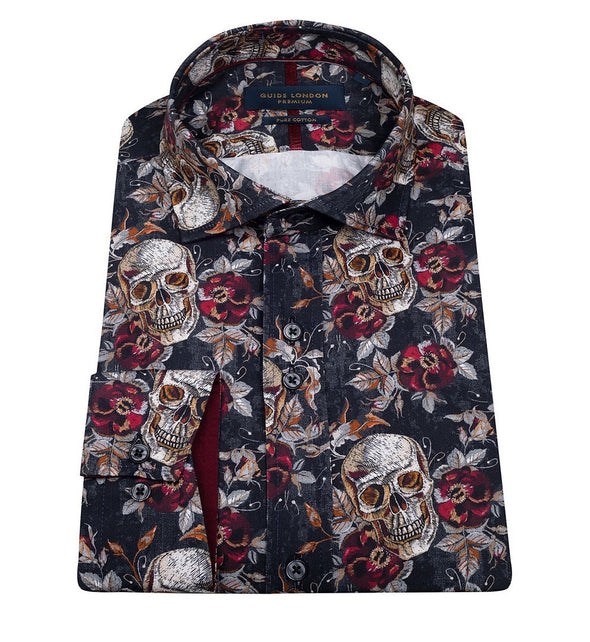 Guide London Long Sleeve Shirt - Floral Skulls
