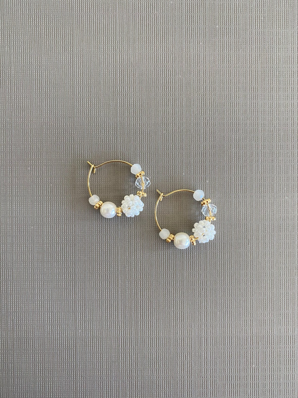 Pearl Garden Hoop Earrings