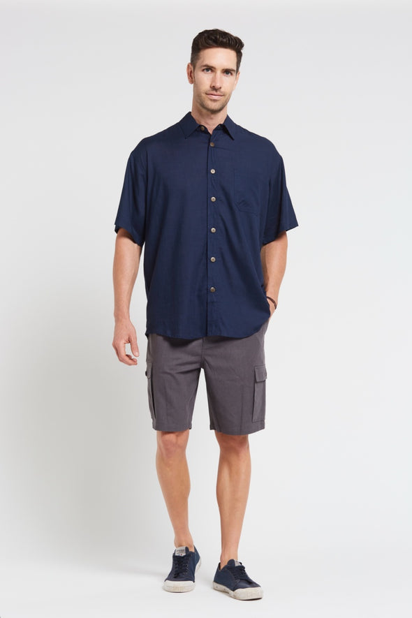 Braintree Hemp Rayon Short Sleeve Shirt - Navy