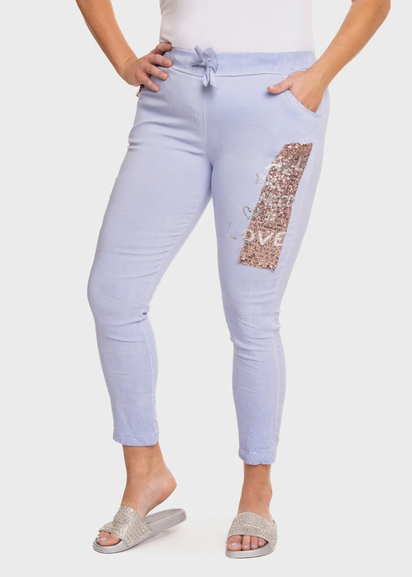 Kenzie Holiday Pants - Periwinkle & Rose Gold