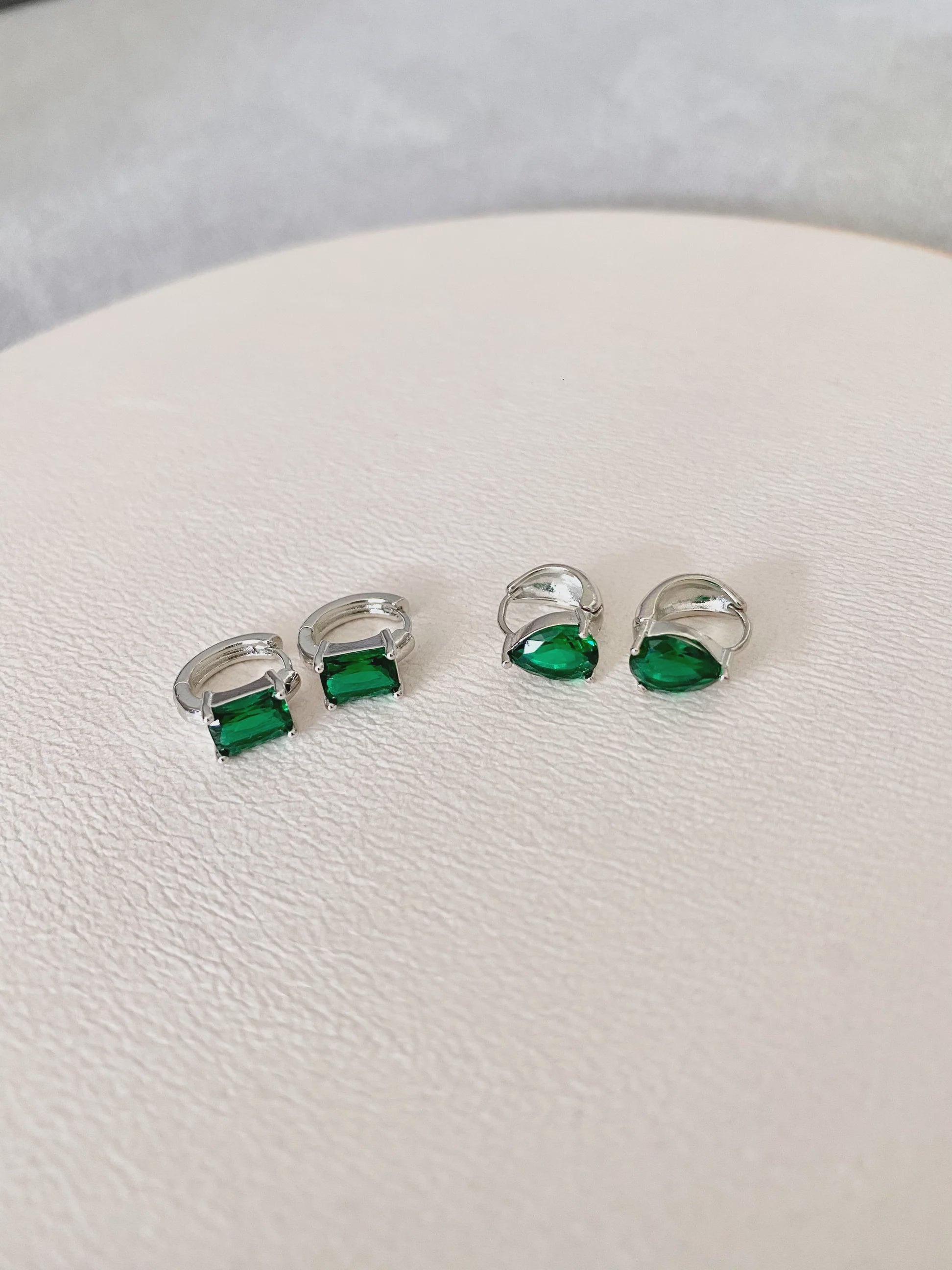 Emerald Green Square Cut Earrings