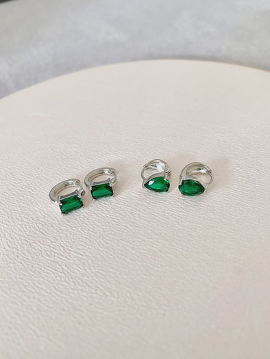Emerald Green Square Cut Earrings