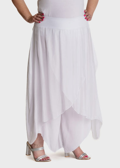 Latania Flowing Silk Pants - White