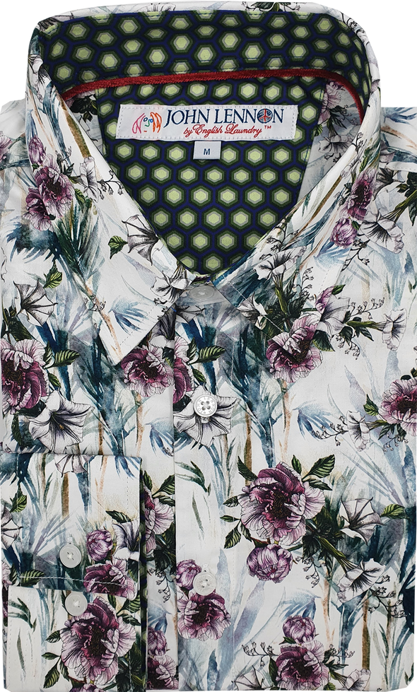 John Lennon Watercolour Flora Print Long Sleeve Shirt