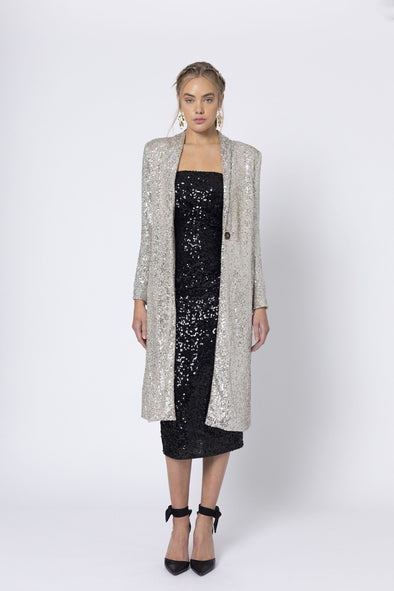 Marquise Long Champagne Sequin Jacket