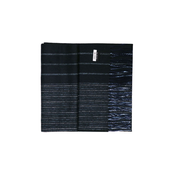 100% Lambs Wool Scarf - Navy Variegated Stripe