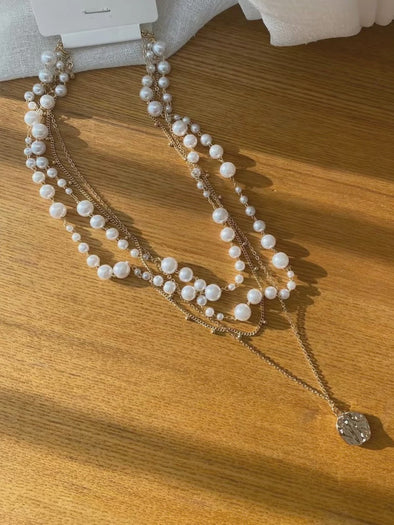 Opulent Golden Pearl Necklace