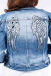 The Italian Closet: Heaven Sequin Wing Denim Jacket - Denim