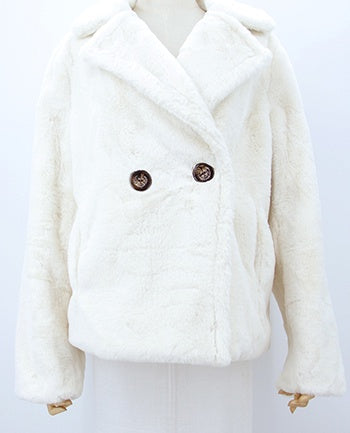 Women's Fur Button Up Jacket - White