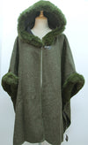 Fur Detail Hooded Poncho
