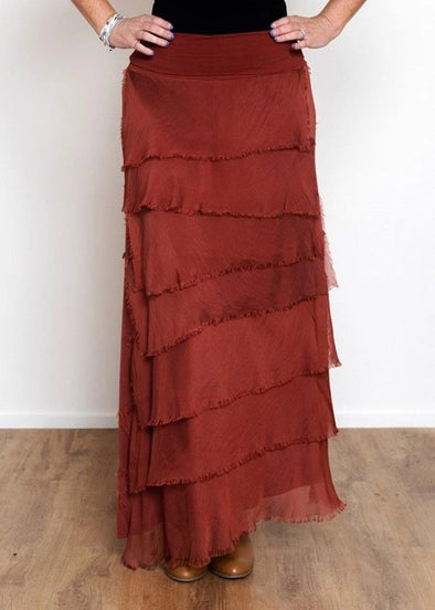 Fifi Silk Layer Skirt - Rust
