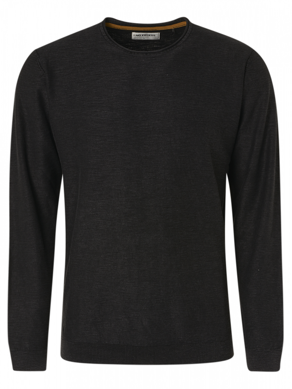 No Excess Sweatshirt Rolli Crew Neck 100% Knitted Cotton - Black