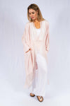 The Italian Closet - Cantu Silk Collar Wrap Coat - Baby Pink
