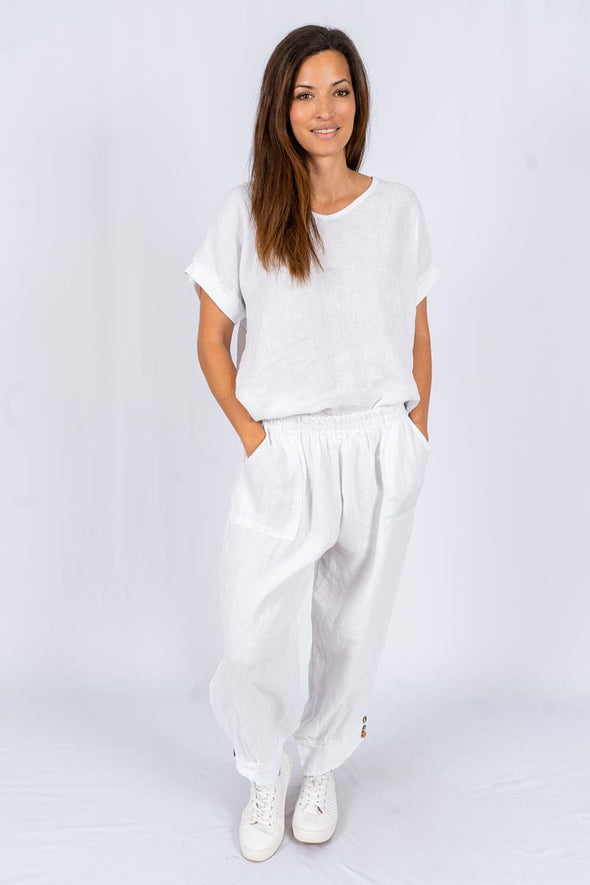 The Italian Closet Decima Linen Pant - White
