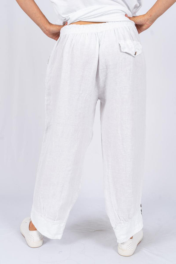 The Italian Closet Decima Linen Pant - White