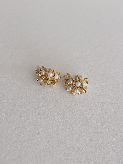 Pearl Bloom Golden Loop Earrings