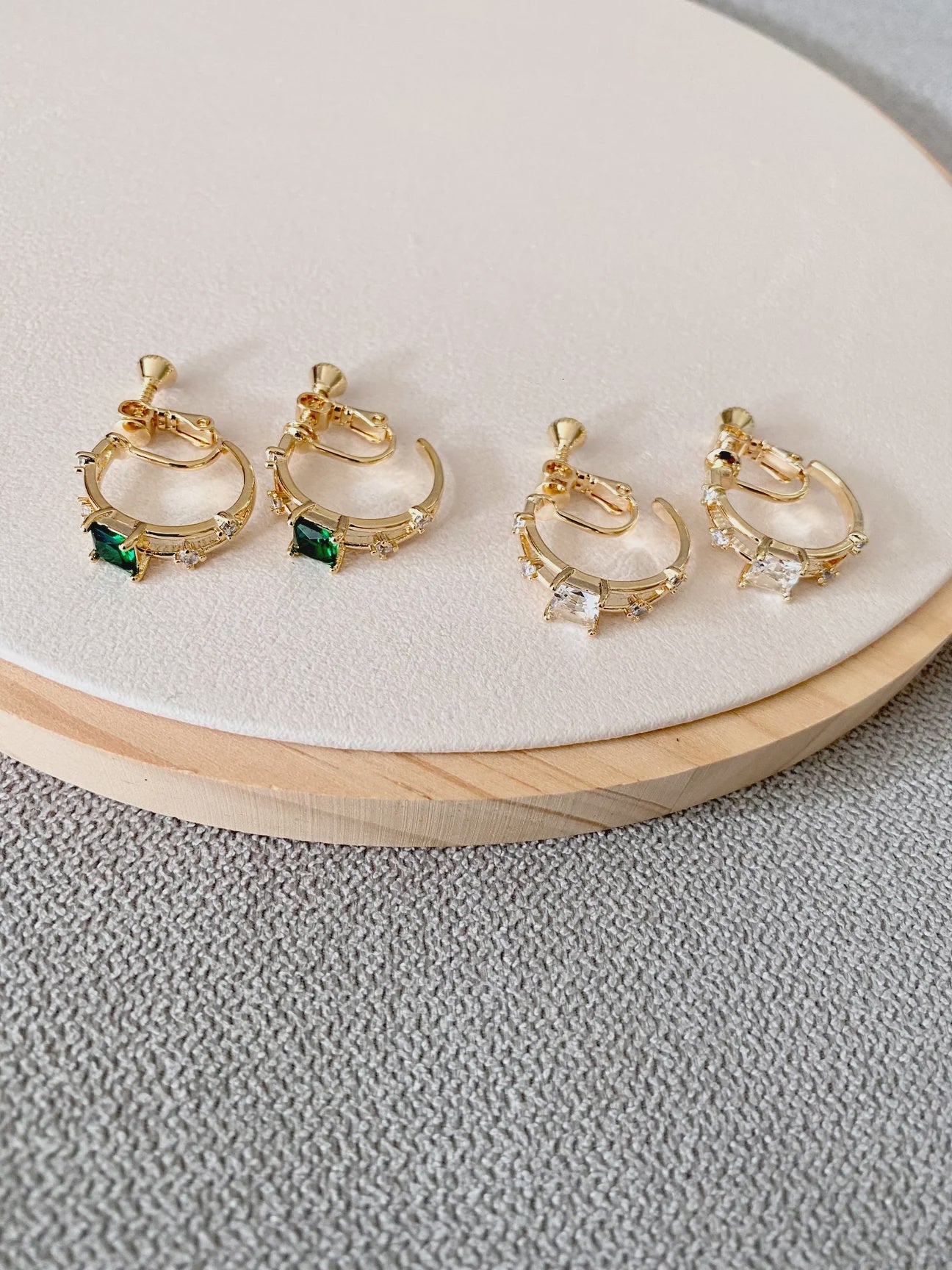 Clip-On Princess Cut Loop Earrings