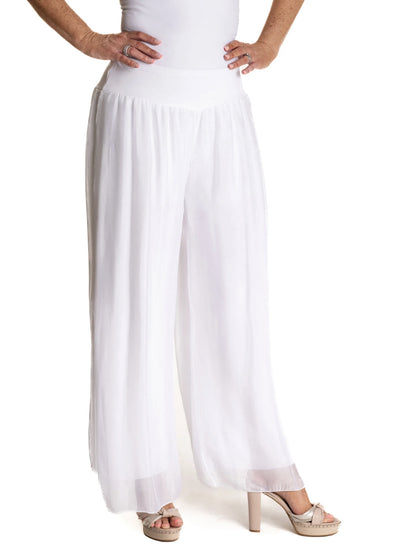 New Gia Silk Pants - White