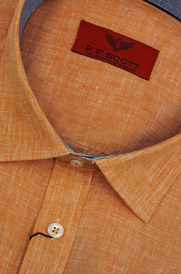 R.F. Scott Winston Long Sleeve Linen Shirt - Mandarin