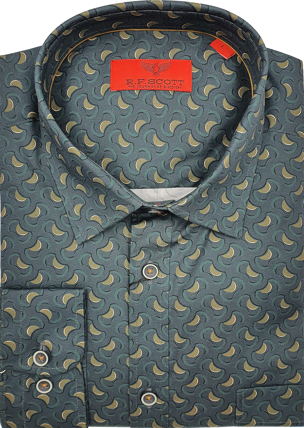 R.F. Scott Caleb Long Sleeve Shirt - Geo Bones - Steel