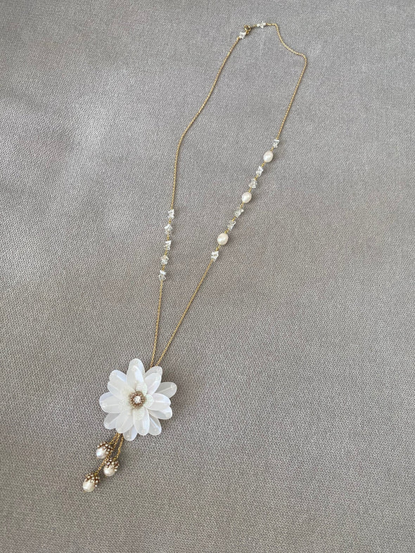 Delicate Crystal Camellia Necklace