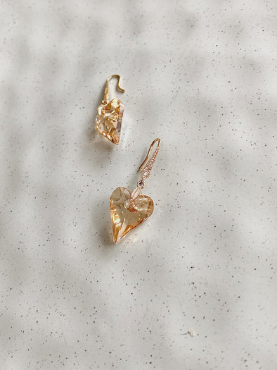 Golden Heart Swarovski Earrings