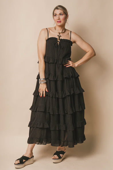 Callie Cotton Dress in Onyx