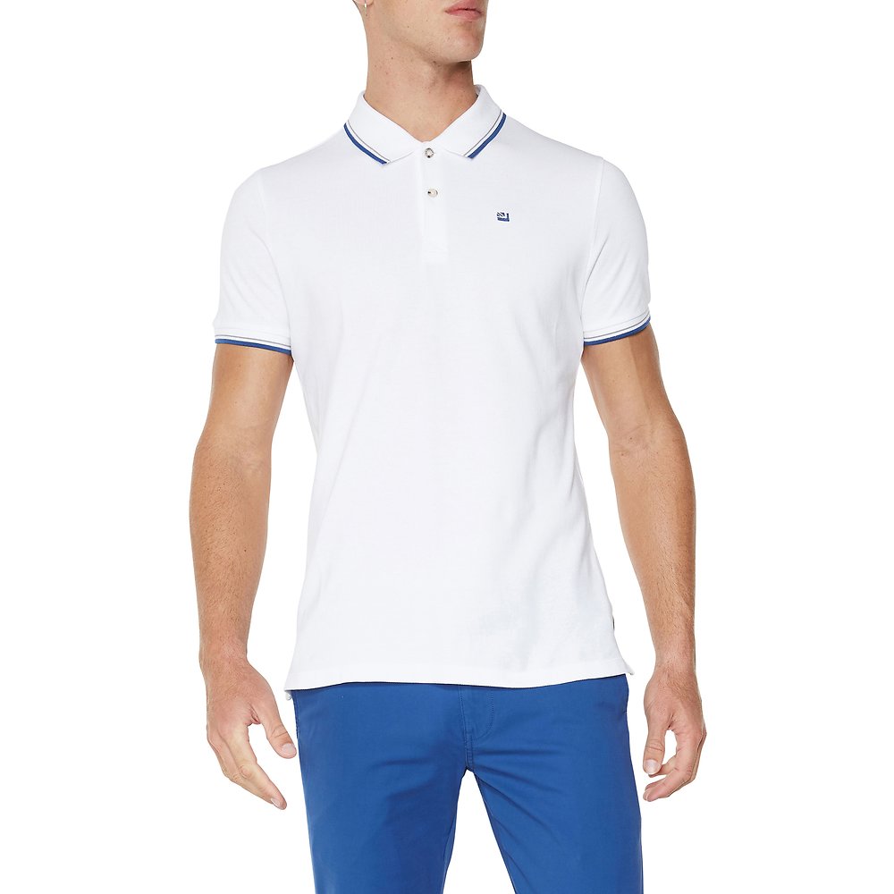 Ben Sherman Pique Polo  - White Blue