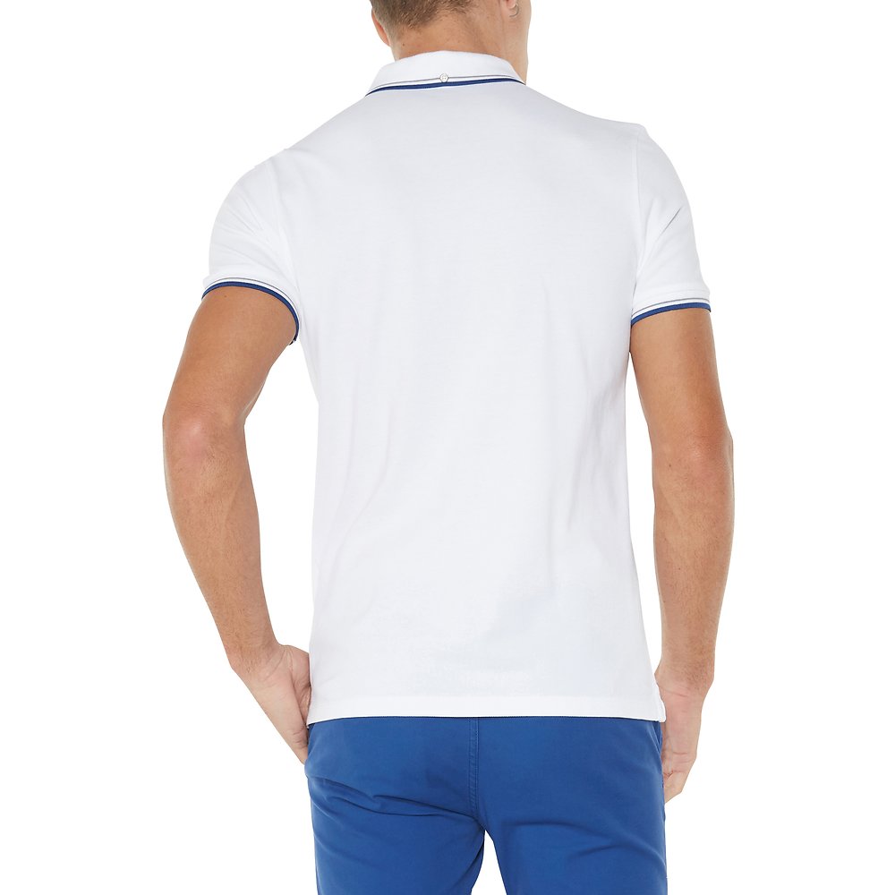 Ben Sherman Pique Polo  - White Blue