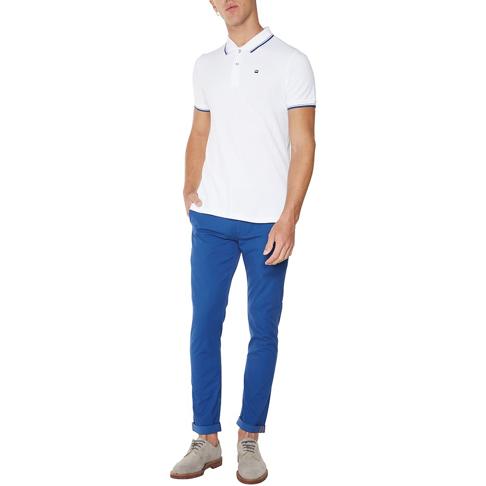 Ben Sherman Pique Polo  - White Blue
