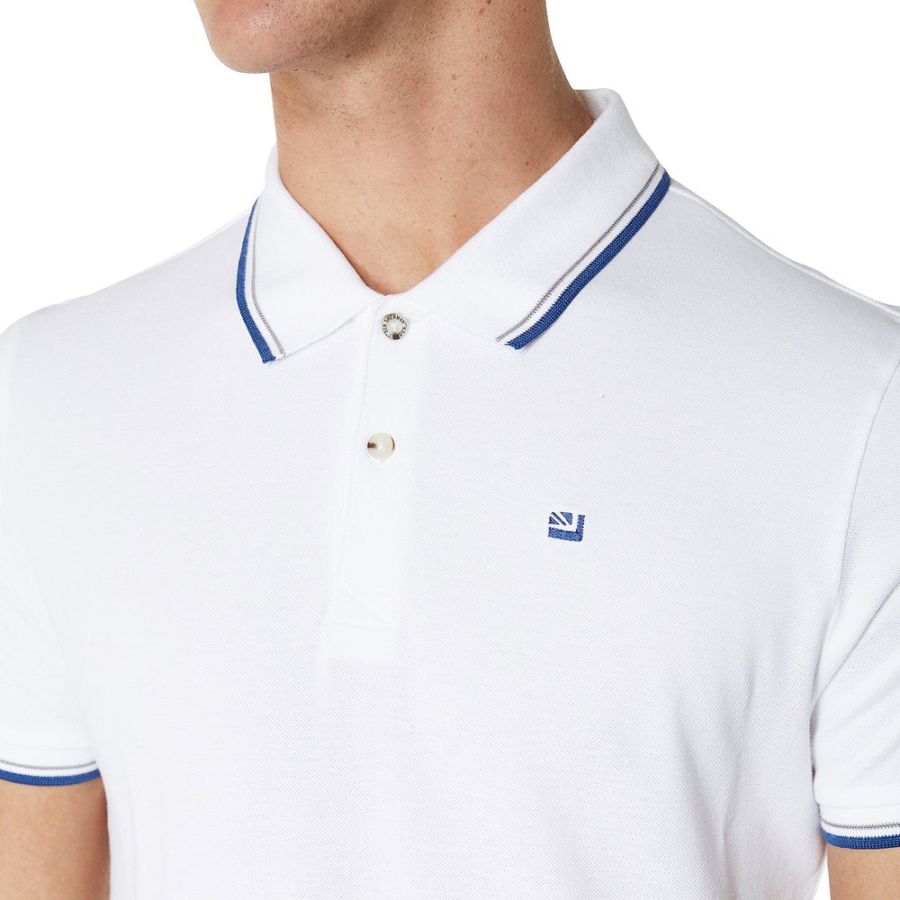Ben Sherman Pique Polo  - White Blue