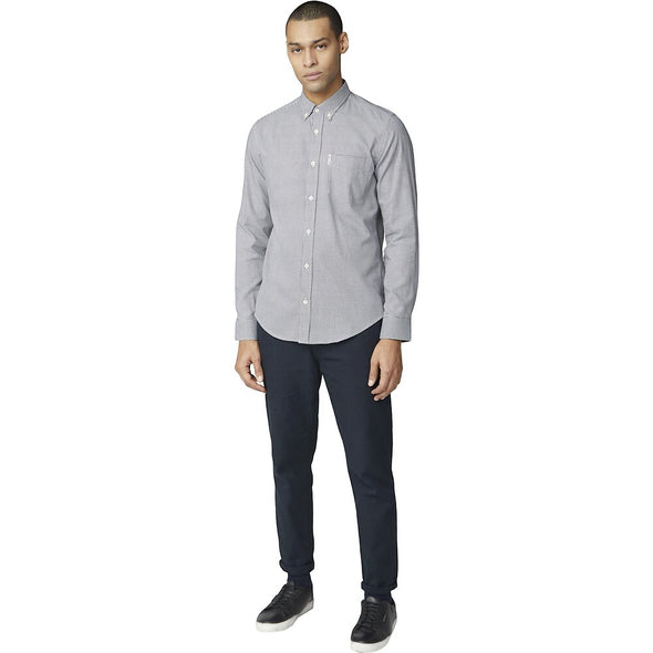 Ben Sherman Puppy Tooth Long Sleeve Shirt - Anthracite
