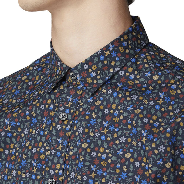 Ben Sherman Multi Colour Floral Long Sleeve Shirt - Midnight