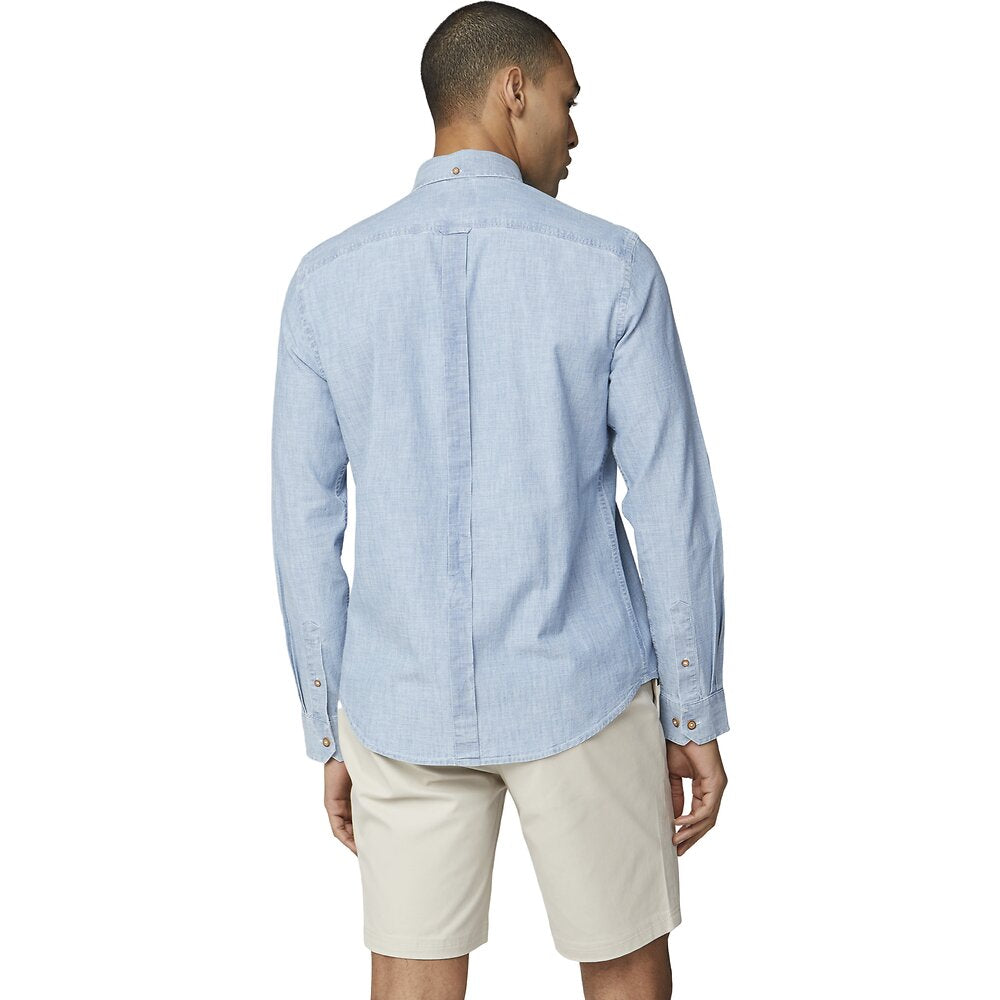 Ben Sherman Chambray Long Sleeve Shirt - Dusty Blue