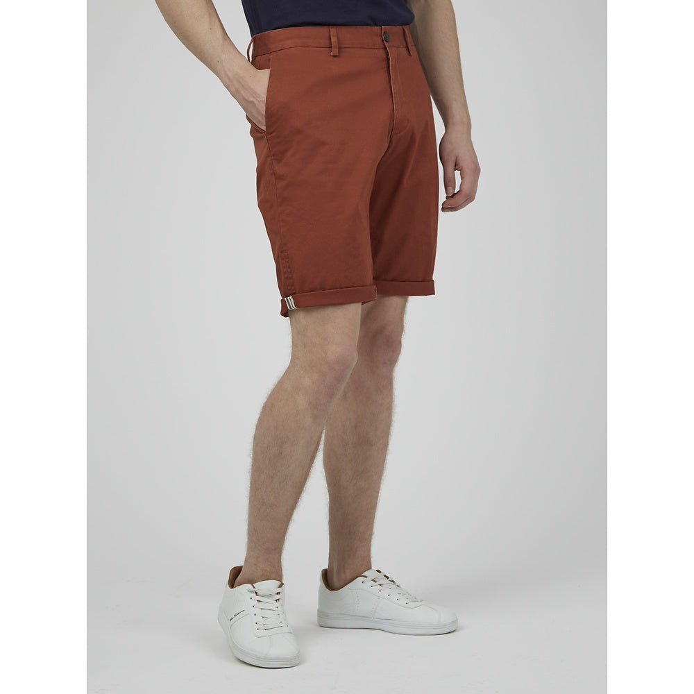 Ben Sherman Slim Stretch Chino Shorts - Brick Red