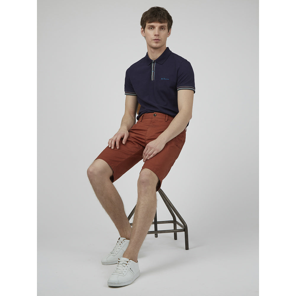 Ben Sherman Slim Stretch Chino Shorts - Brick Red
