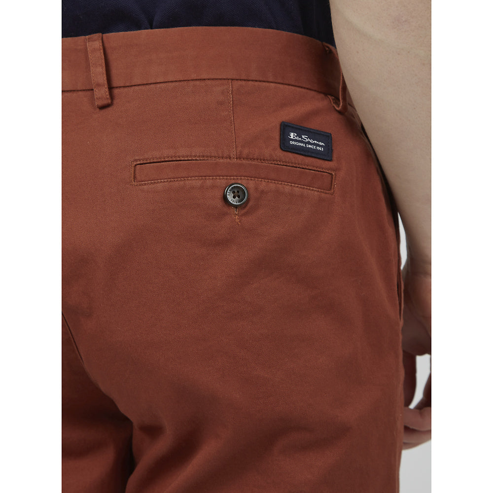 Ben Sherman Slim Stretch Chino Shorts - Brick Red
