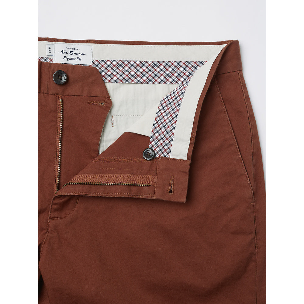 Ben Sherman Slim Stretch Chino Shorts - Brick Red
