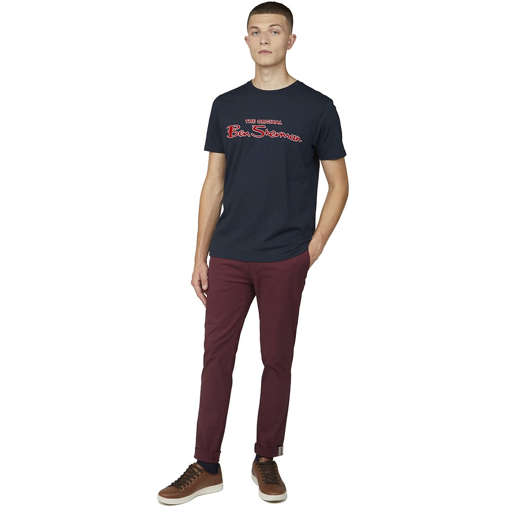 Ben Sherman Flock Signature Logo Tee - Dark Navy