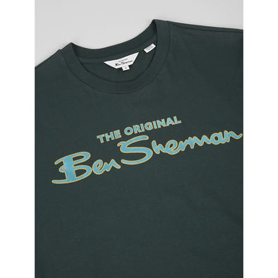 Ben Sherman Flock Signature Logo Tee - Dark Green
