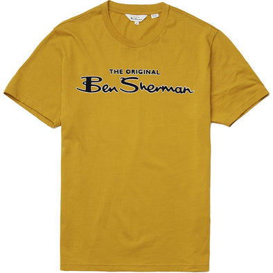 Ben Sherman Flock Signature Logo Tee - Mustard