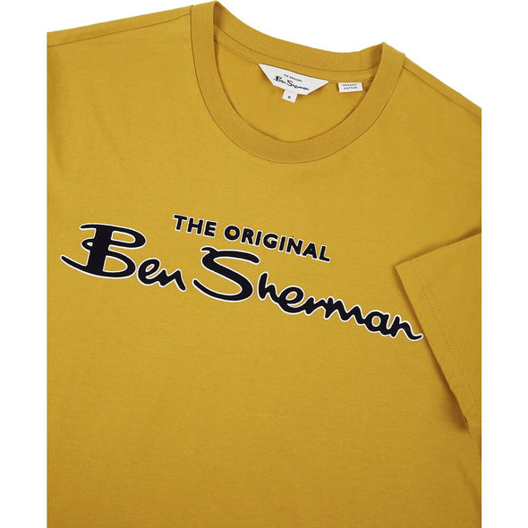 Ben Sherman Flock Signature Logo Tee - Mustard