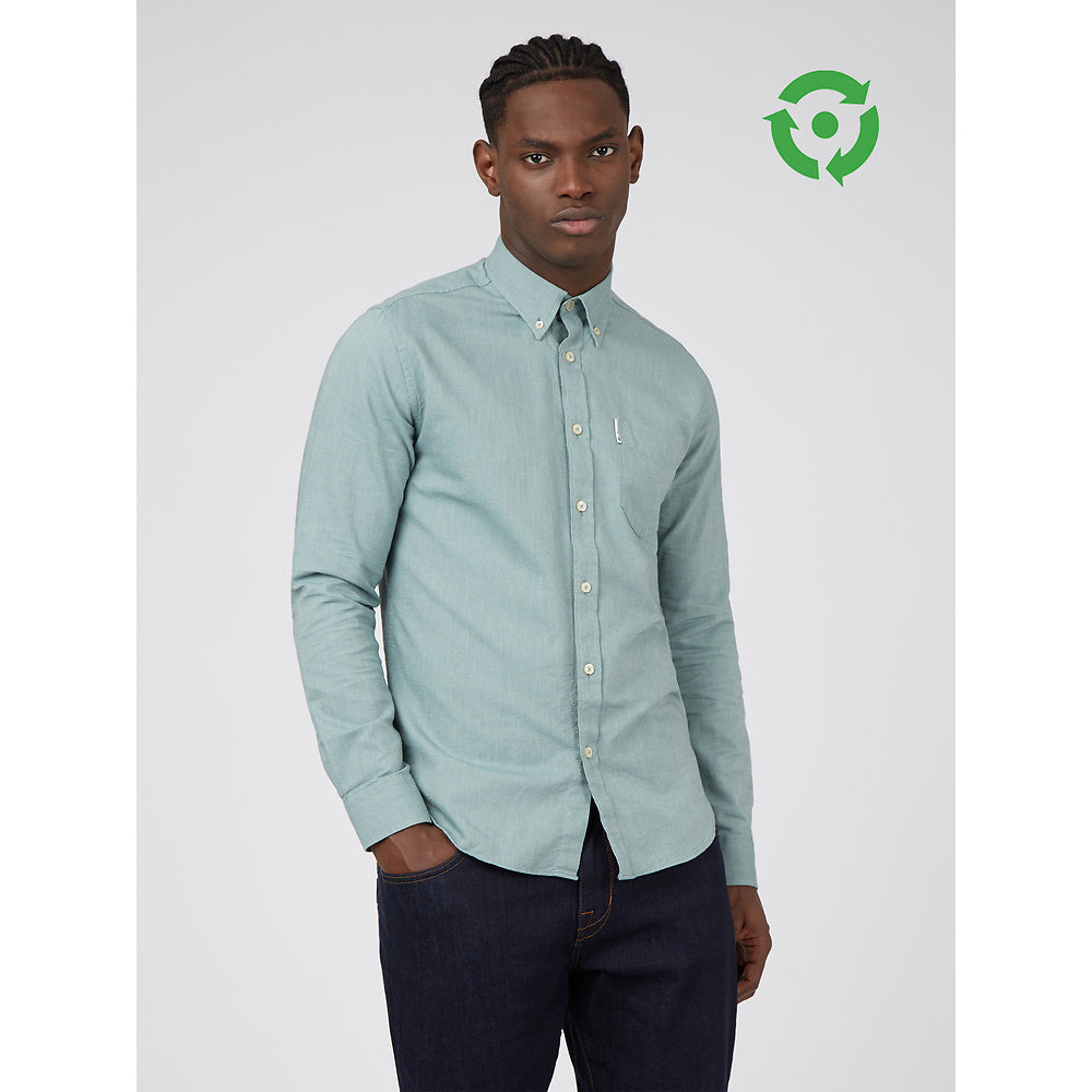 Ben Sherman Long Sleeve Shirt: Signature Oxford - Jade