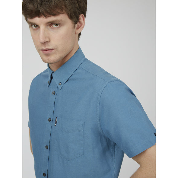 Ben Sherman Short Sleeve Shirt: Oxford - Wedgewood