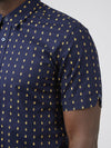 Ben Sherman Short Sleeve Shirt: Chevron Print - Marine