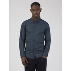 Ben Sherman Long Sleeve Shirt: Dash Print - Marine